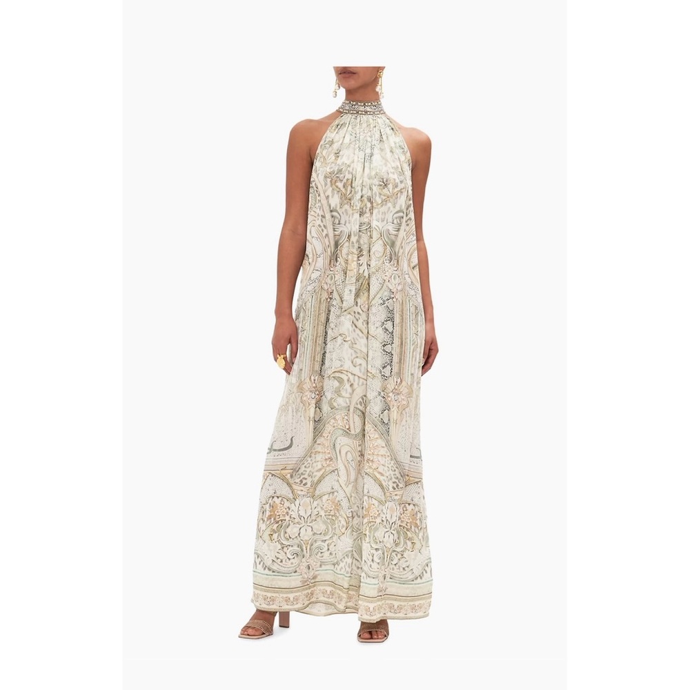 SOLD****Camilla Tie Neck Ivory Tower Tales Silk Dress - Picture 3 of 8